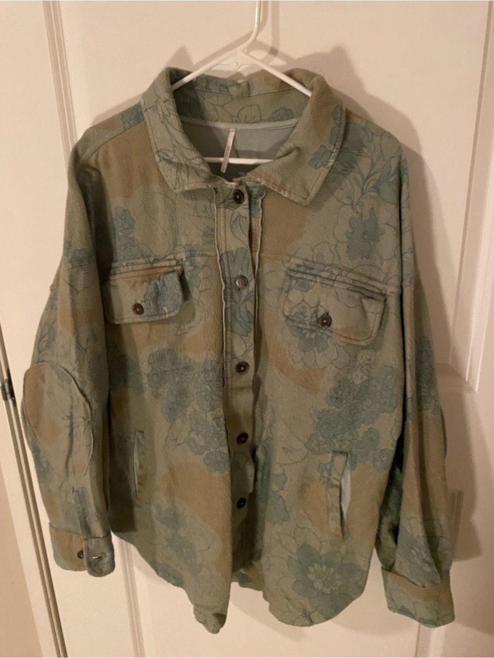 Free People Floral Utility Jacket - Sage & Dusty Blue